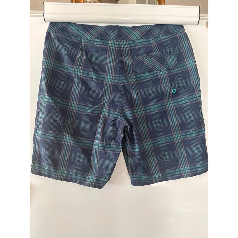 Prana men's size 35 blue board‎ shorts plaid